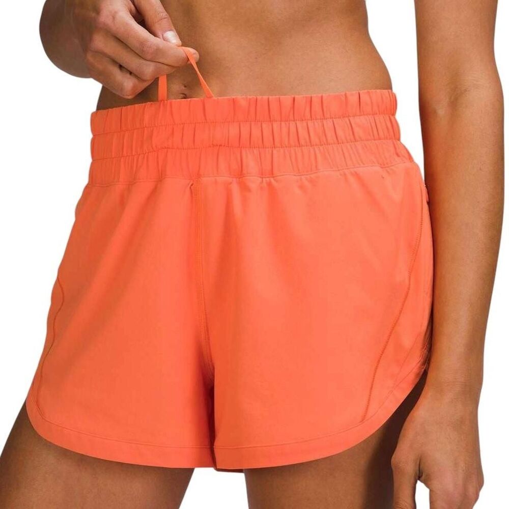 Lululemon Track That High-Rise Lined Short 3" in Warm Coral